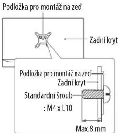 Podložka pro montáž na zed' Zadní kryt Podložka pro montáž na zed' Zadní kryt Standardní šroub : M4 x L10 Max.8 mm