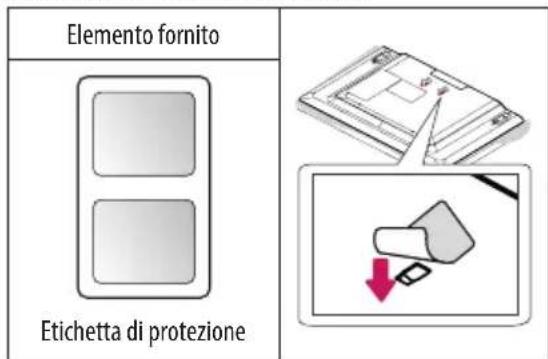 Elemento fornito Etichetta di protezione