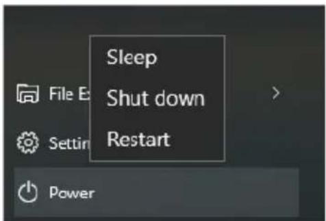 Sleep Shut down Restart File E Settin Power