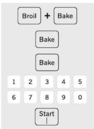 Broil + Bake Bake Bake Bake 1 2 3 4 5 6 7 8 9 0 Start |