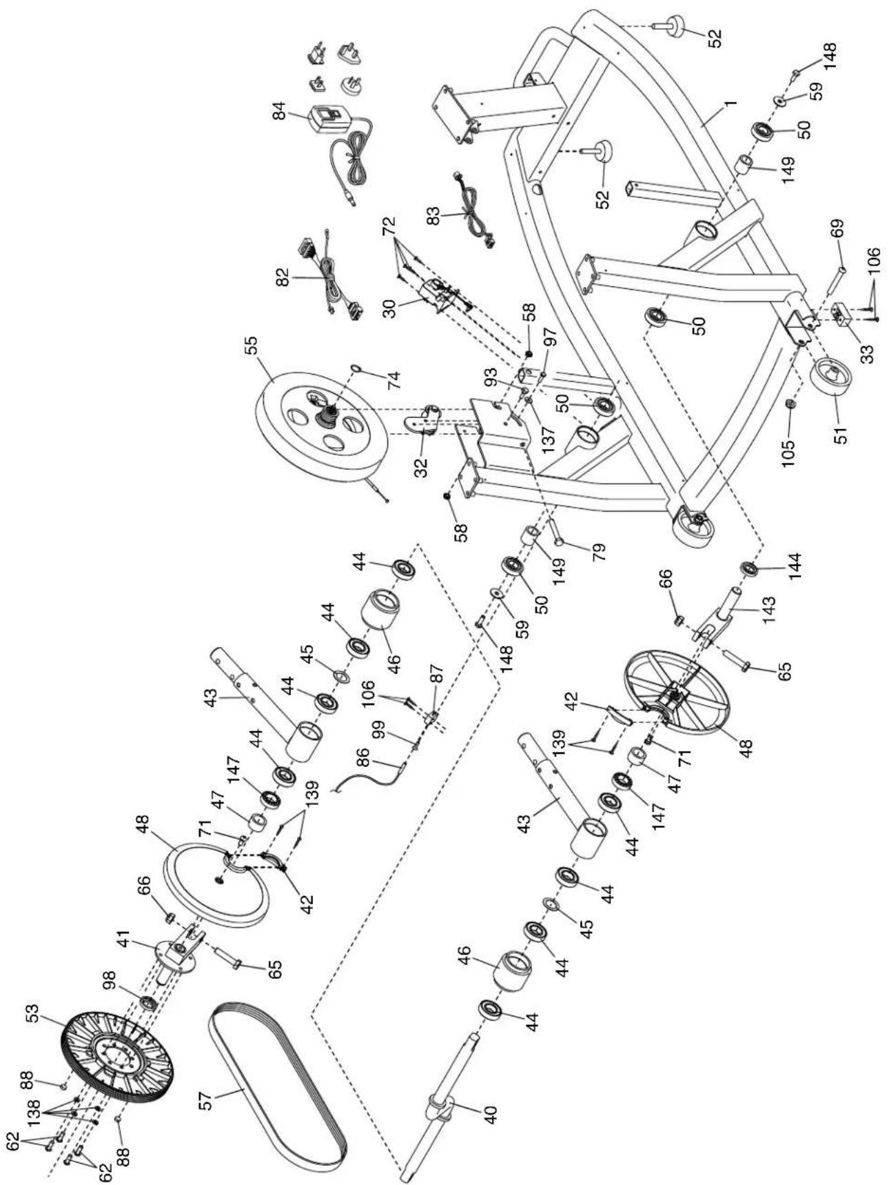 Technical diagram of a mechanical assembly with numbered components and labeled parts
