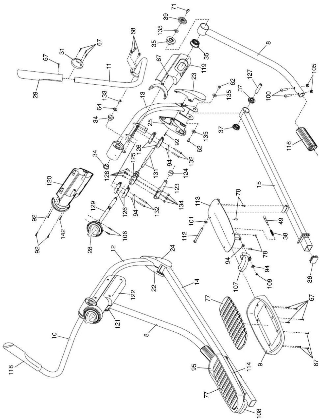 Technical diagram of a mechanical device with numbered components for identification and assembly reference.