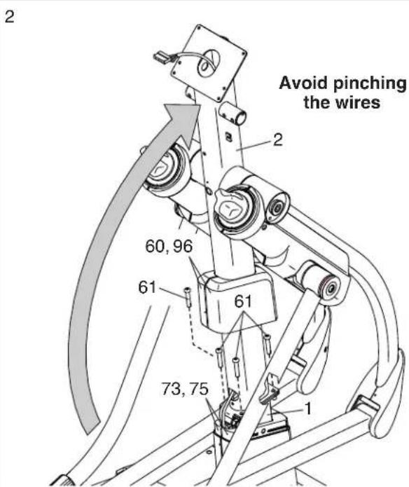 2 Avoid pinching the wires 2 60, 96 61 61 73, 75 1