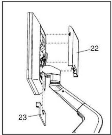 Technical diagram of a mechanical assembly with labeled parts 22 and 23