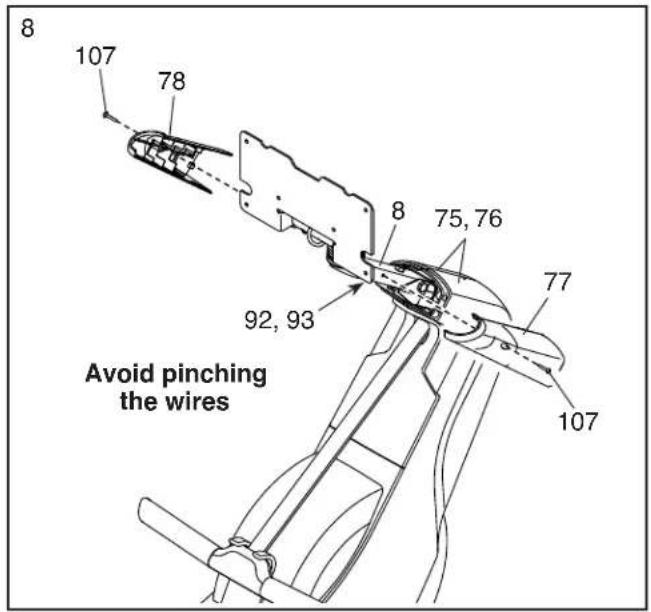 8 107 78 8 75, 76 77 92, 93 107 Avoid pinching the wires