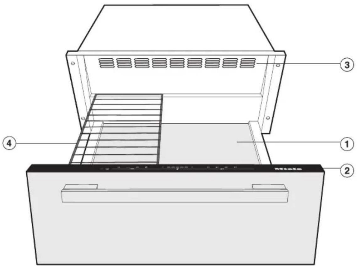 Technical diagram of a computer rack with numbered components and labeled parts