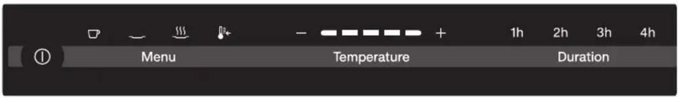 1h 2h 3h 4h Menu Temperature Duration