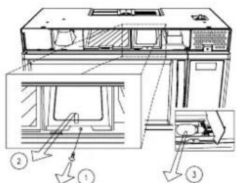 Technical diagram of a device interior with numbered annotations indicating components and parts.