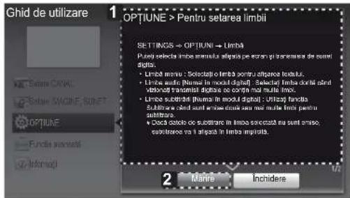 Ghid de utilizare 1 OPTIUNE > Pentru selarea limbii SETTINGS => OPTIUNE => Limbă Putej selecta limba impala afipala pe erzan și transfera de sumi digitu. • Limbă menre: Selectați o limbă pentru afipara statului. • Limbe auto: Name (in modal digit) - Selectați limba dobităând - Limbă subtrăcți (lumba in modal digit) - Utiliza fonta Subtrăcți areând sunt afipara statului cu mără limba pentru subtrăcți. • Doida acolo de subtrăcți în limba specicata cu sunt emiso, subtrăcți va i afipara în limba imiprata. 2 Manis Inchidere
