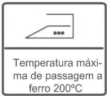 Temperatura máxima de passagem a ferro 200°C