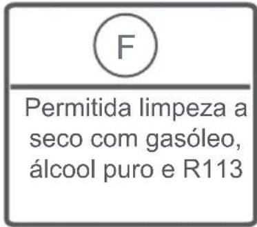 F Permitida limpeza a seco com gasóleo, álcool puro e R113
