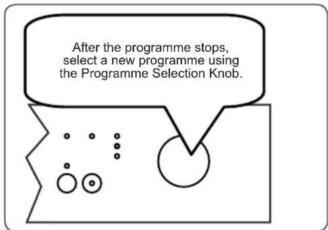 After the programme stops, select a new programme using the Programme Selection Knob.