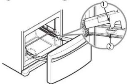 Technical diagram showing a door handle assembly with labeled parts and an inset magnified view of the component.