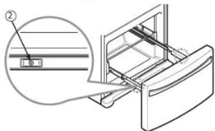 Technical diagram showing a refrigerator interior with a magnified inset highlighting a component detail.