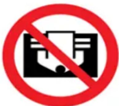 Prohibition sign with red circle and black document icon, indicating no prohibition or disapproval