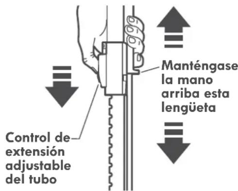Manténgase la mano arriba esta lengüeta Control de extensión adjustable del tubo