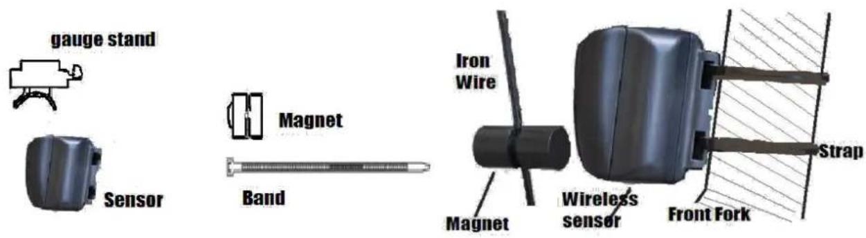 gauge stand Sensor Magnet Band Iron Wire Magnet Wireless sensor Front Fork Strap