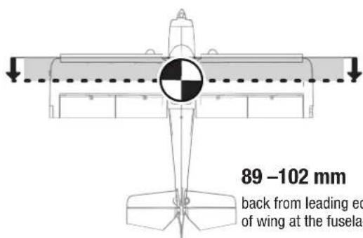 89 -102 mm back from leading edge of wing at the fuselage