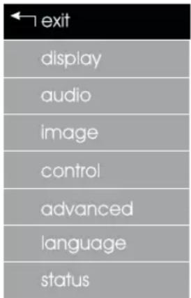 ← exit display audio image control advanced language status