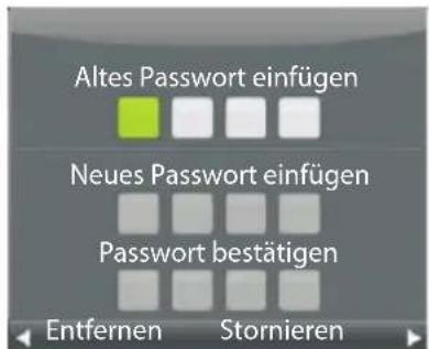 Altes Passwort einfügen Neues Passwort einfügen Passwort bestätigen Entfernen Stornieren