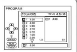 PROGRAM CD [AUDIO] TITN: 0:03:30 1 3:30 2 4:30 3 5:30 4 6:30 5 7:30 6 8:30 7 9:30 1/2 1 3:30 1 3:30 1/1 START PLAY CLOUD