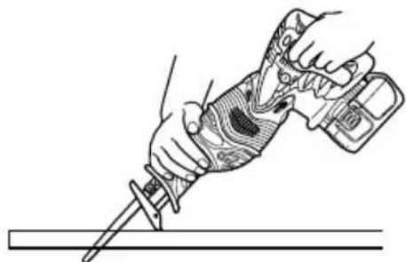 HITACHI CR 18DL - CAUTION: Never apply any unreasonable force to the saw blade when cutting. Also remember to press the base against the lumber firmly. - 6