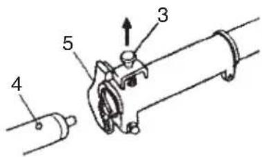 Technical diagram of a mechanical assembly with numbered components labeled 3, 4, and 5