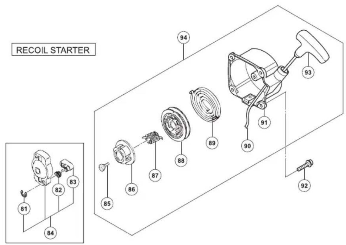 RECOIL STARTER 94 93 89 91 88 87 86 85 84 82 81 90 92