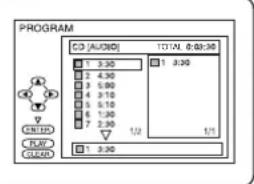PROGRAM CD [AUDIO] TOTAL: 0:03:30 1 3:30 2 4:30 3 5:00 4 6:10 5 8:10 6 1:30 7 2:30 1/2 1 3:30 1 3:30 1/1 CONTROL PLAY CLOUD