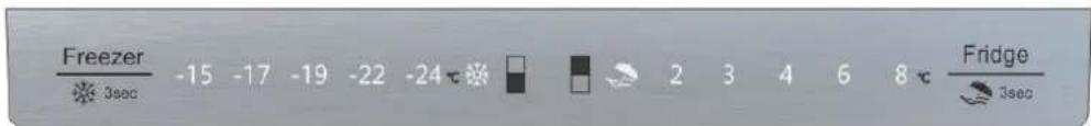 Freezer 3sec -15 -17 -19 -22 -24 ° Fridge 3sec