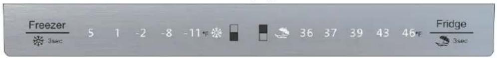 Freezer 5 1 -2 -8 -11 °F 3sec 36 37 39 43 46 °F Fridge 3sec
