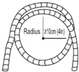 Radius ≥10cm (4in)