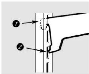 Technical diagram showing two labeled components (1 and 2) with arrows indicating direction or flow, likely illustrating a mechanical or structural assembly.