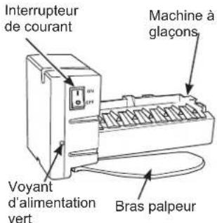 Interrupteur de courant Machine à glaçons Voyant d'alimentation vert Bras palpeur