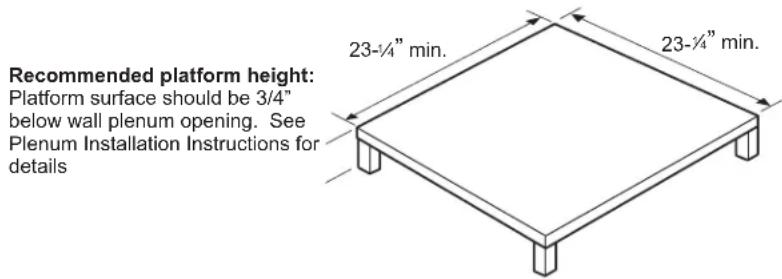 Recommended platform height: Platform surface should be 3/4" below wall plenum opening. See Plenum Installation Instructions for details