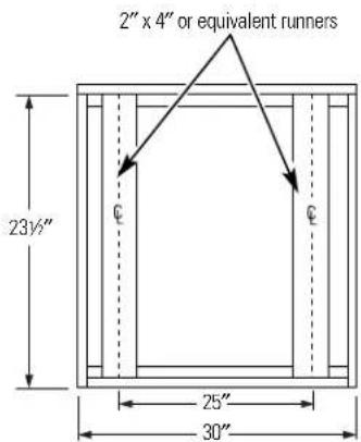2" x 4" or equivalent runners 23½" 25" 30"