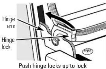 Hinge arm Hinge lock Push hinge locks up to lock