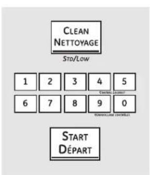 CLEAN NETTOYAGE STD/Low 1 2 3 4 5 6 7 8 9 0 START DÉPART