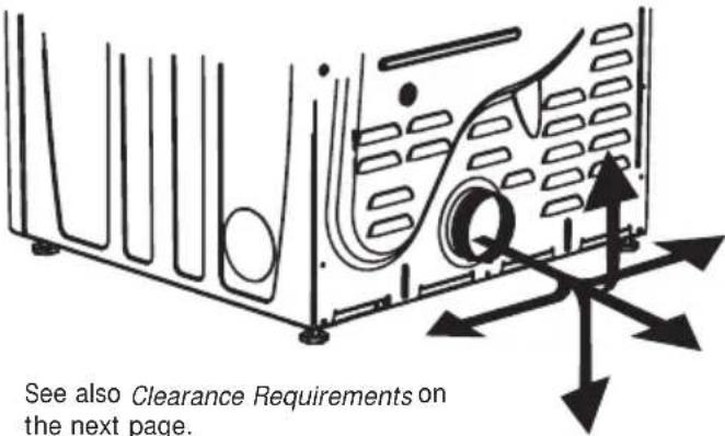 See also Clearance Requirements on the next page.