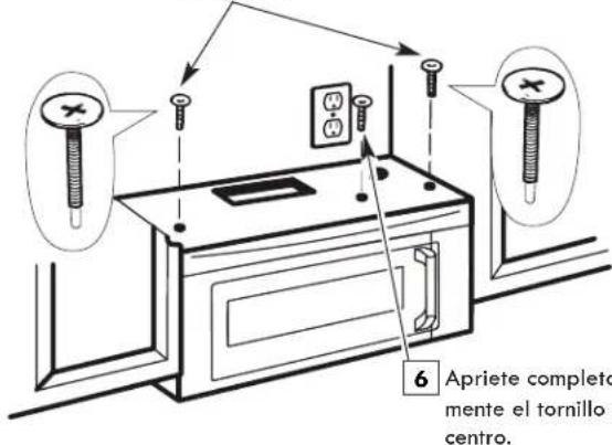 6 Apriete completo mente el tornillo centro.