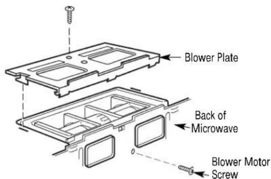 Blower Plate Back of Microwave Blower Motor Screw