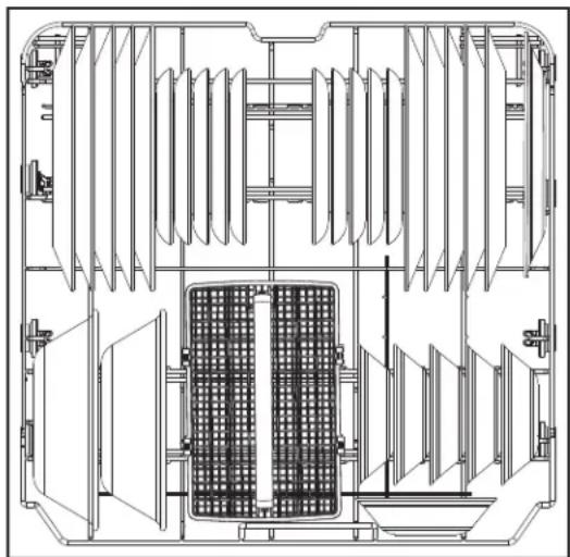 Technical line drawing of a mechanical or architectural interior layout with no visible text, numbers, or symbols.