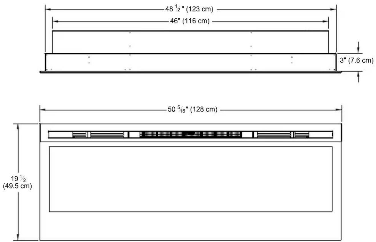 48 1/2" (123 cm) 46" (116 cm) 3" (7.6 cm) 50 5/16" (128 cm) 19 1/2 (49.5 cm)