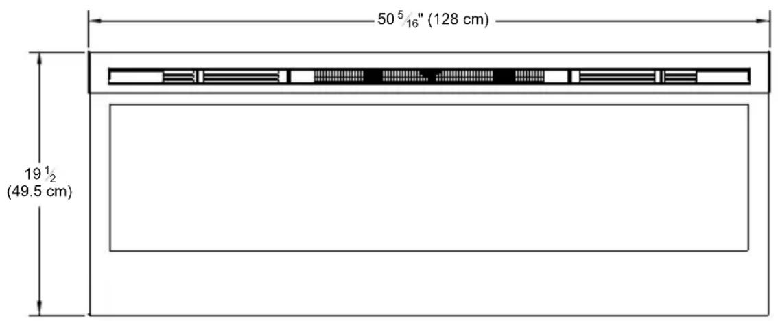 50 5/16" (128 cm) 19 1/2 (49.5 cm)
