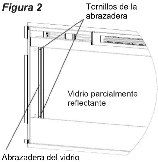 Figura 2 Tornillos de la abrazadera Vidrio parcialmente reflectante Abrazadera del vidrio