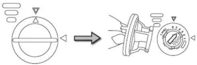 Diagram illustrating the process of a valve mechanism with labeled components and directional arrow