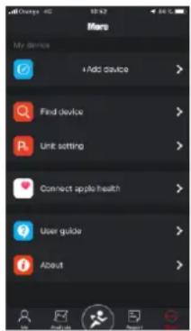 Mars My device Add device Find device Unit setting Connect apple health User guide About