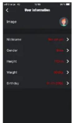 User Information Image Nickname No set up > Gender Male > Height 120cm > Weight 90.8kg > Birthday 9.2% 24%
