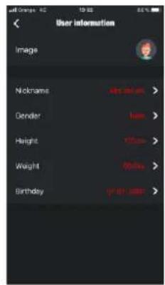 User information Image Nicknames A## 264.00 > Gender Iam Height F100m Weight Mnla Birthday y# 471.2000 >