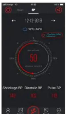 off Change: 42 17:23 01 HI/HEAT 12-12-2019 10°C-14°C Pressure / War Calculation 50 Moisture Gount 2 50% Shrinkage BP Diastolic BP Pulse BP 142 102 115 Hi #e##b ### Print See